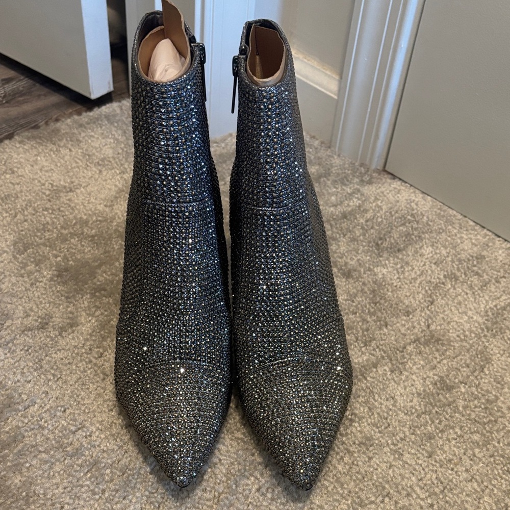 Michael Kors Silver Crystal Ankle Booties